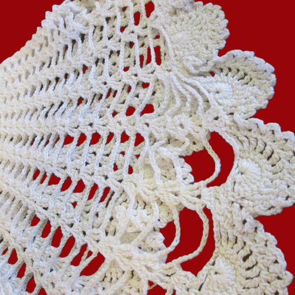 70's,80's Victorian style era vtg ecru white crocheted 11 button up dress collar - Picture 7 of 12